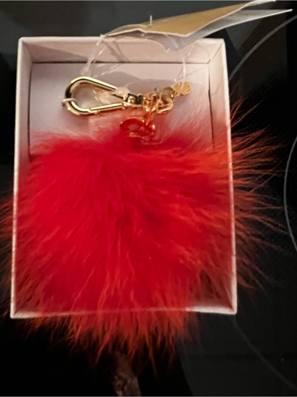 Michael Kors Sienna Small Fur Pom Charm Red Fox Fur NWT